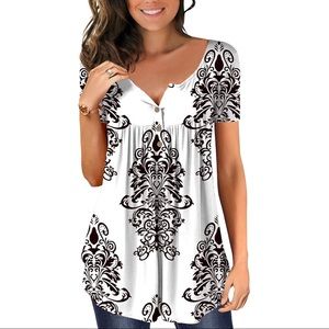 White Women's shirt casual blouse short sleeve